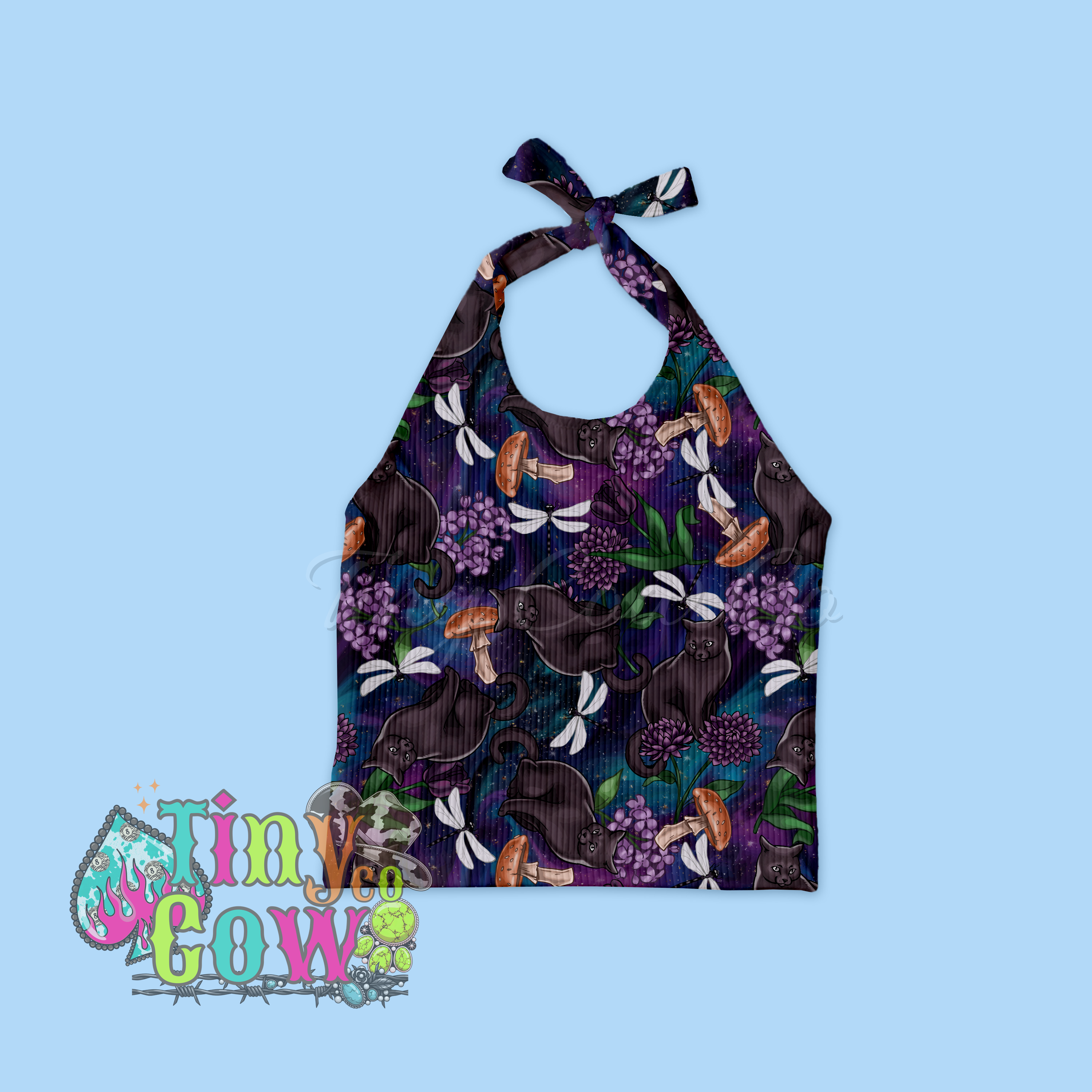 Black Cat Halter Top