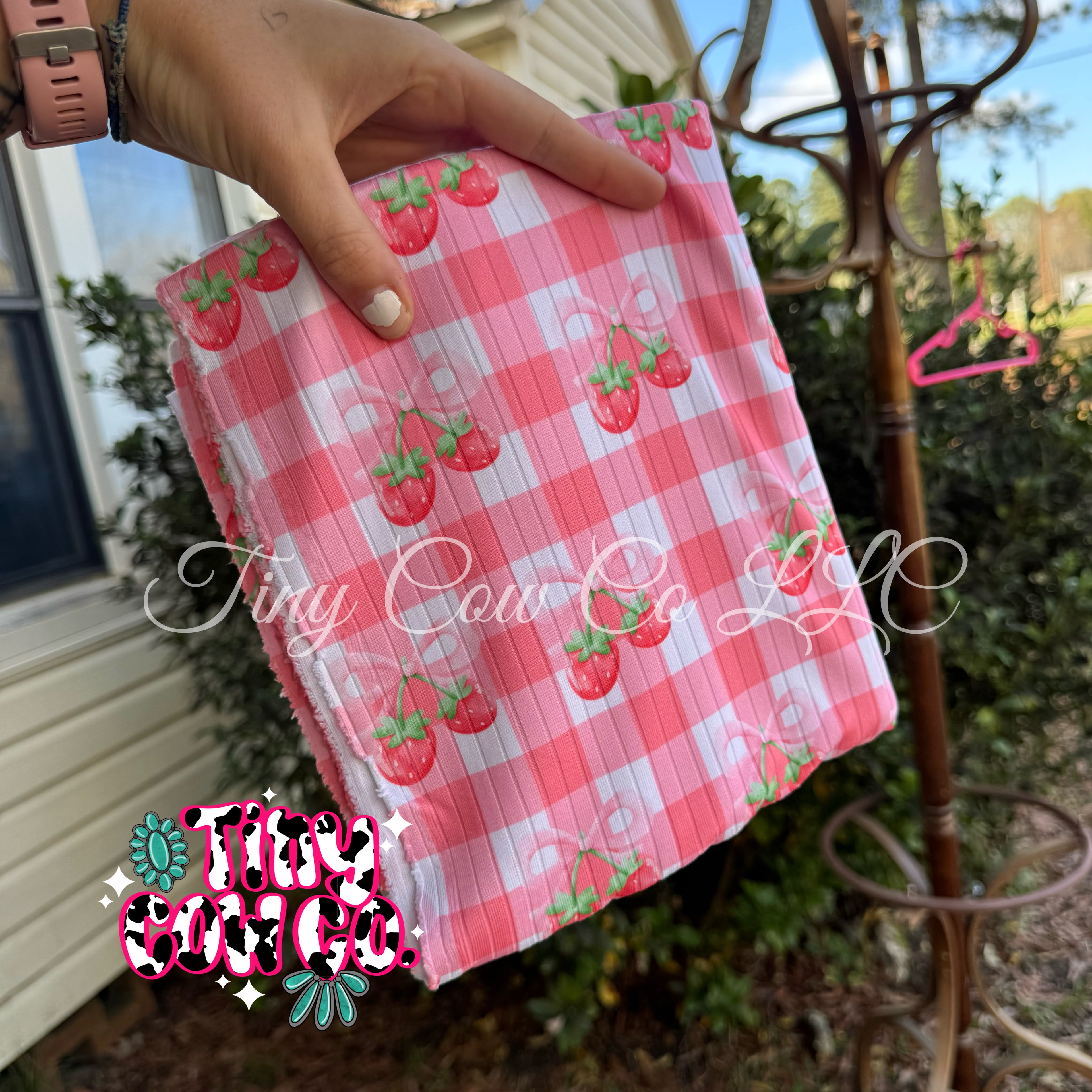 Pink Gingham Strawberries