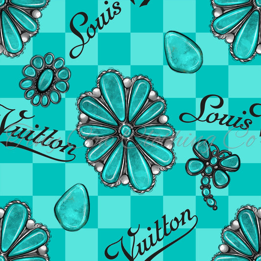 Louie Turquoise Checkers