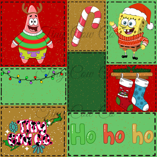SpongeBob Christmas Patchwork MTO
