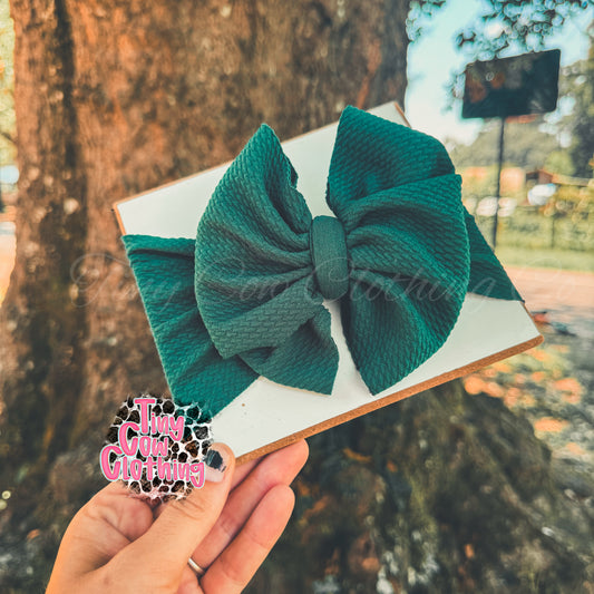 Hunter Green Messy Bow (Baby Size)