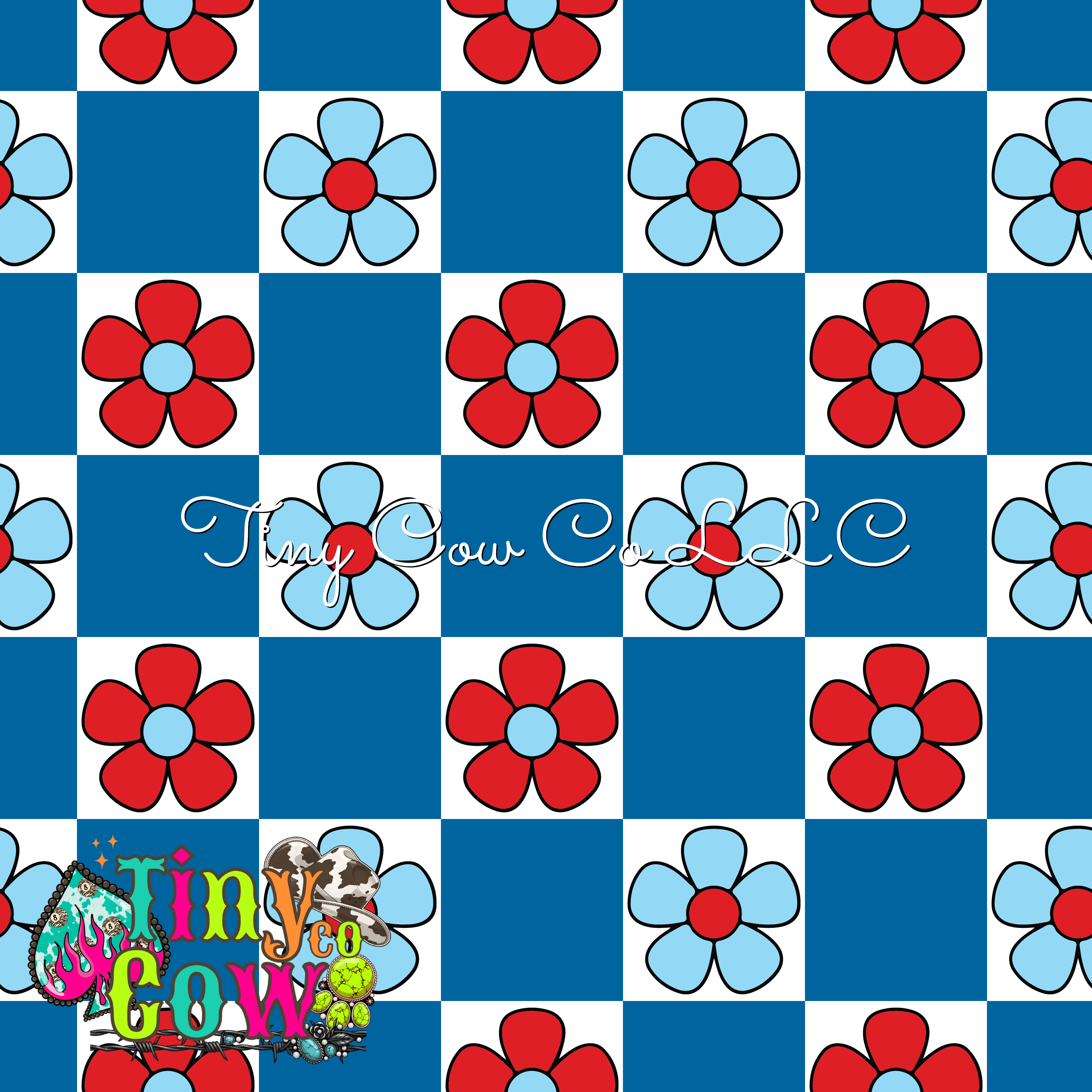 Red White & Blue Checkered Flowers